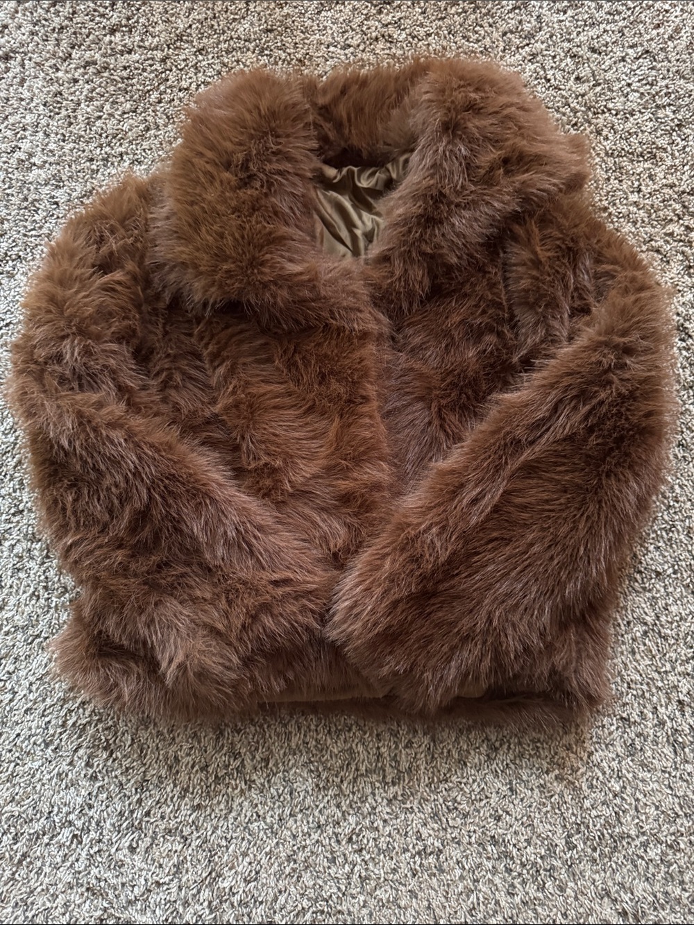 Womens Brown Faux Fur Coat - Soft, Warm Jacket